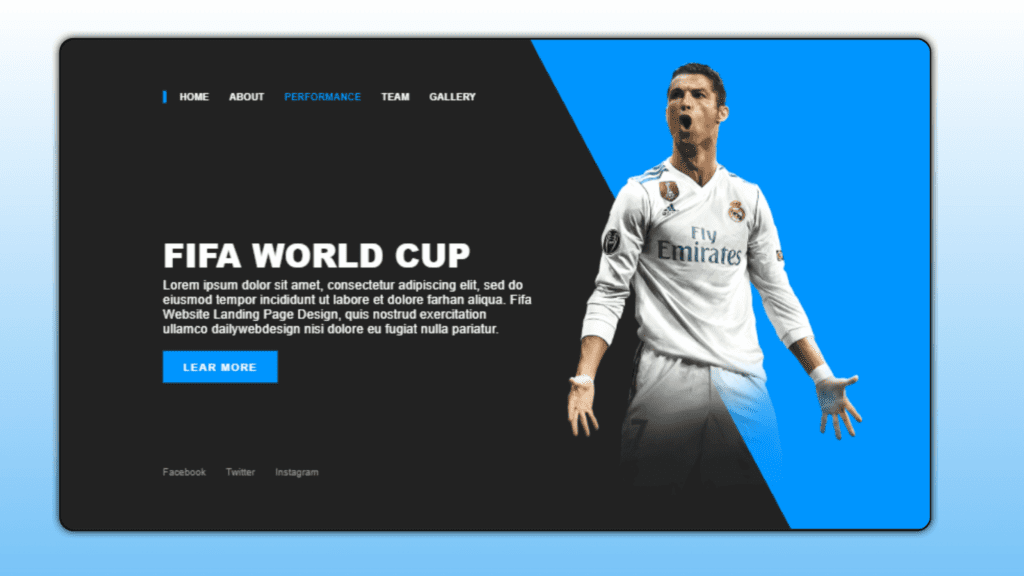 Responsive Landing Page Design using HTML CSS & JAVASCRIPT | Responsive FIFA Website