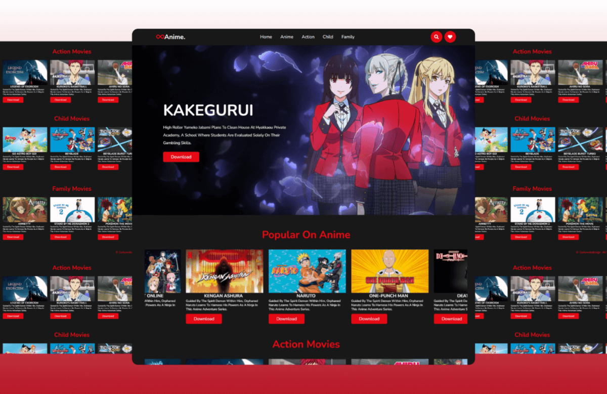 Anime Website Design Using HTML CSS JavaScript With Source Code