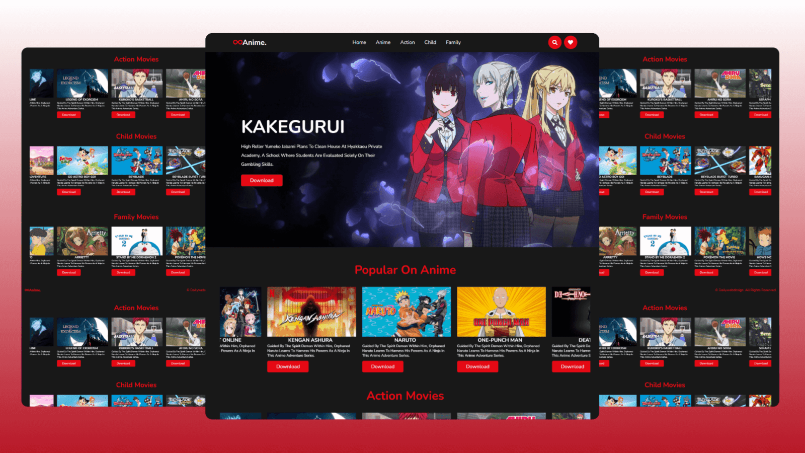 Anime Website Design Using HTML CSS JavaScript With Source Code