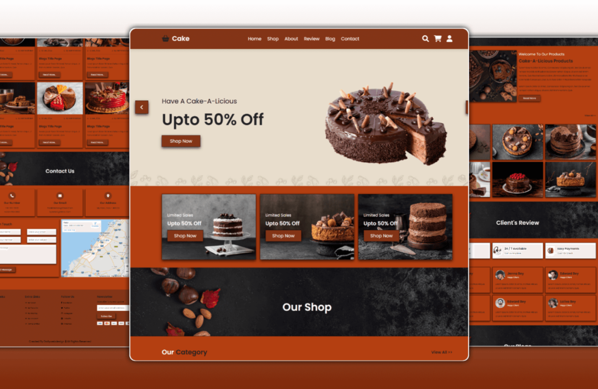 Online Cake Shop Website Design Using HTML CSS And JAVASCRIPT With Source Code