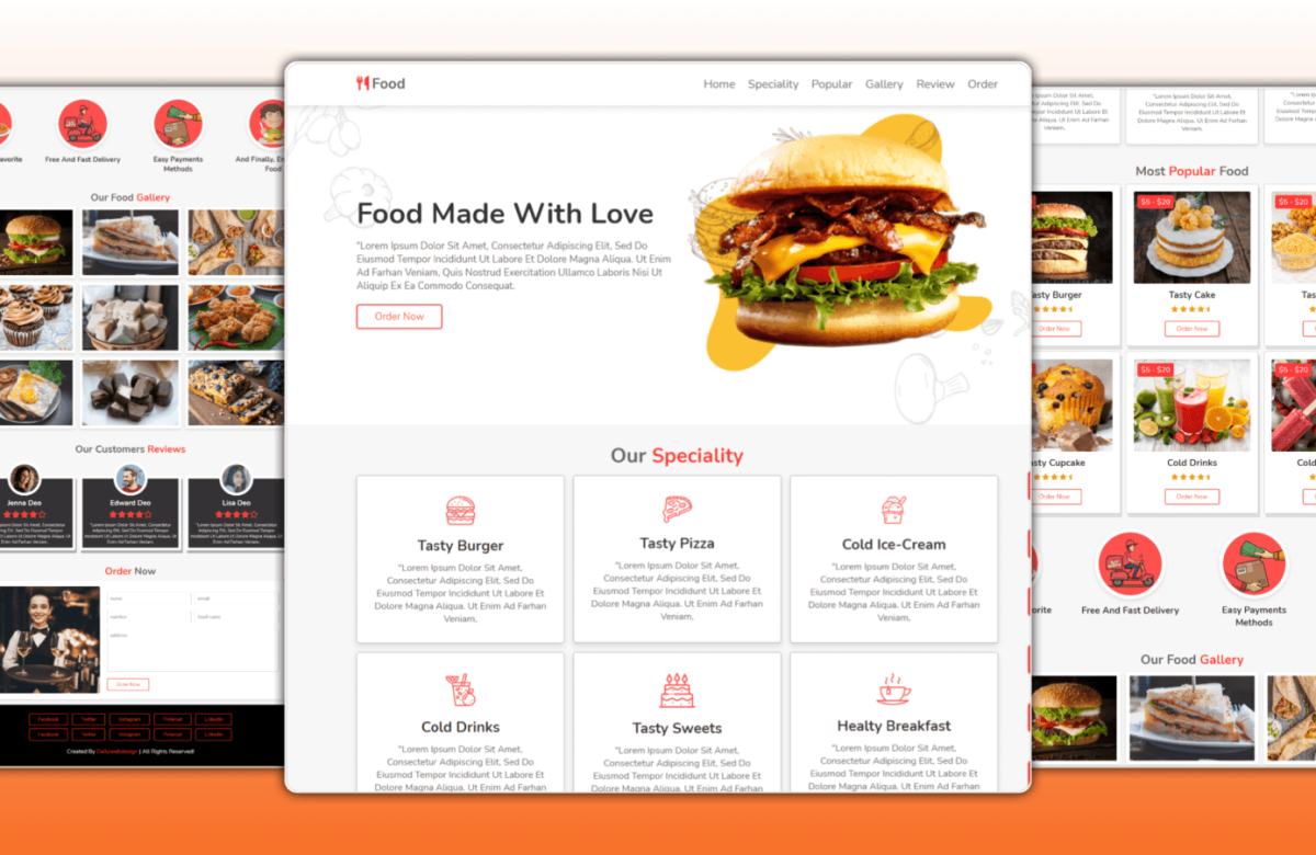 Design online food delivery website Design using HTML CSS & JAVASCRIPT