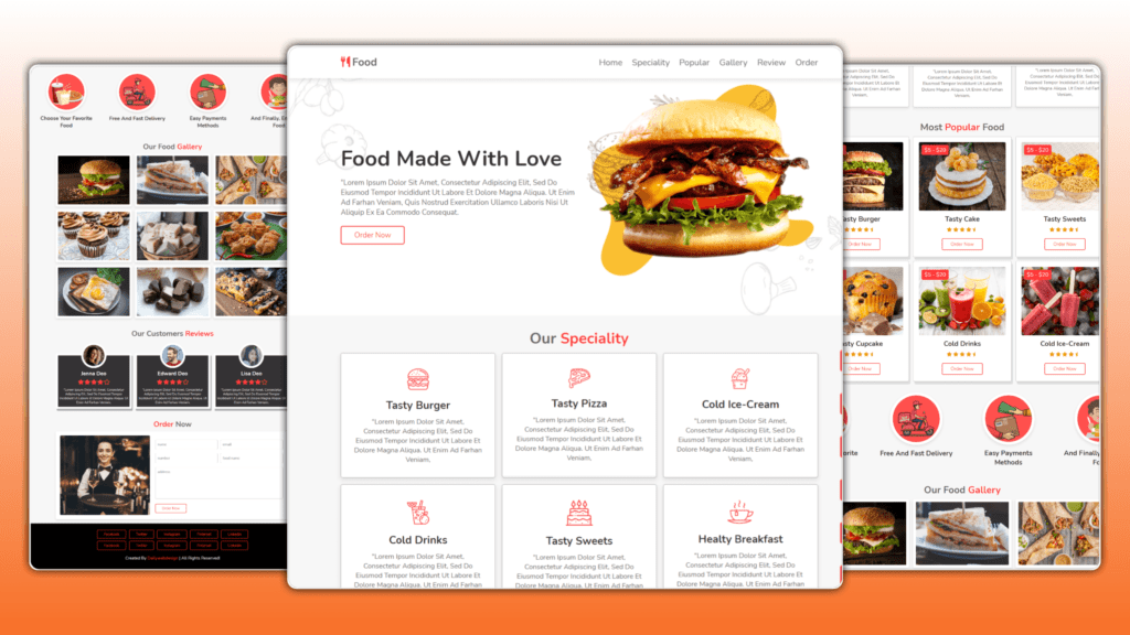 Design online food delivery website Design using HTML CSS & JAVASCRIPT