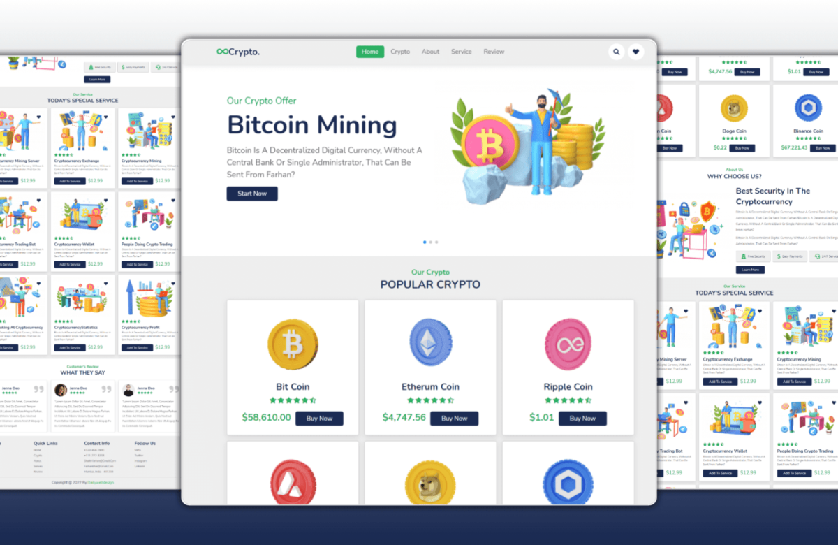 Crypto Website Design Using HTML CSS And JAVASCRIPT With Source Code
