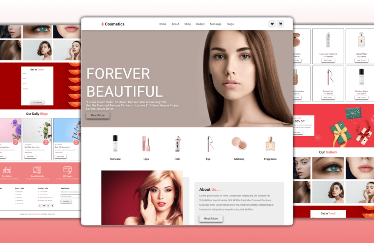 Cosmetic Website Design Using HTML CSS And JAVASCRIPT With Source Code