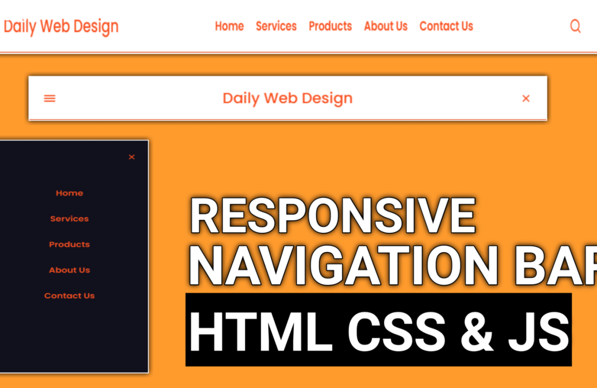 How to Create a Responsive Navbar Using HTML, CSS & JavaScript