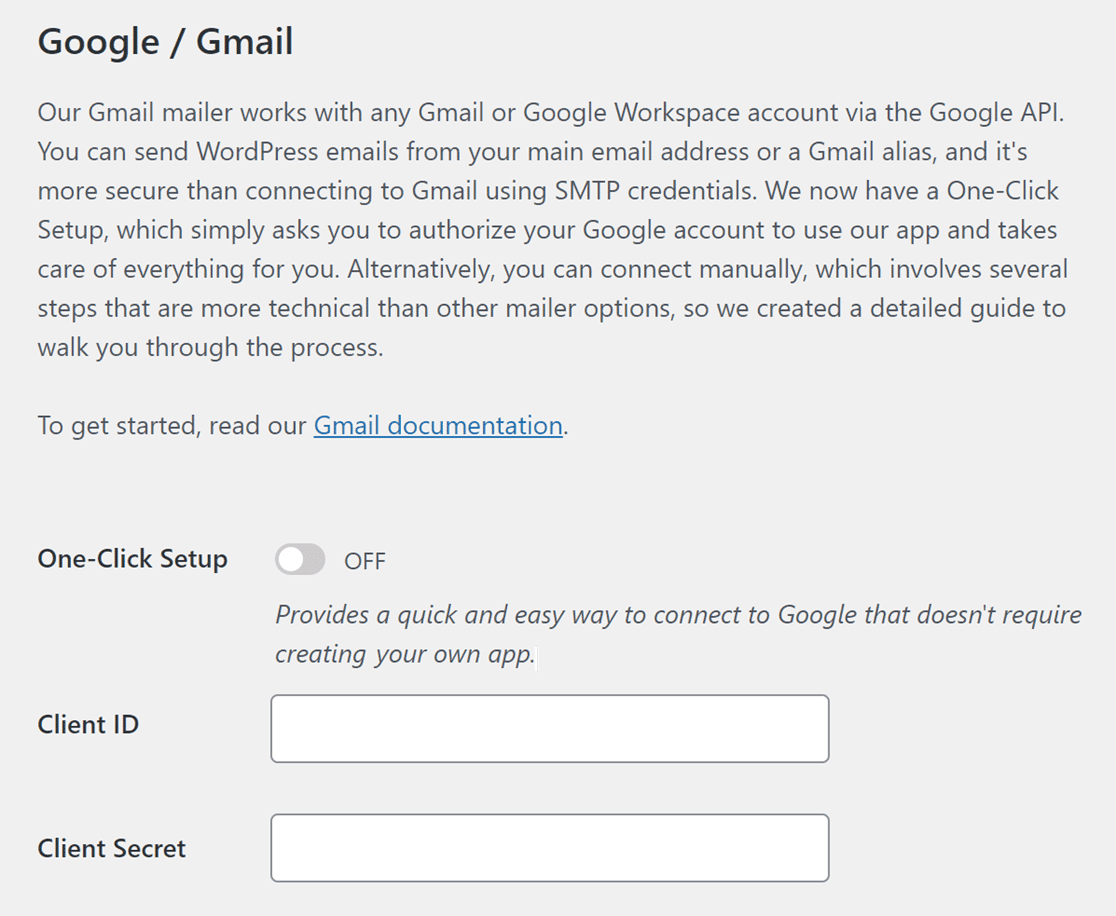google gmailer setting