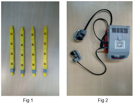 IR sensor to port P1 and Buzzer to port P2 on the Qbrick